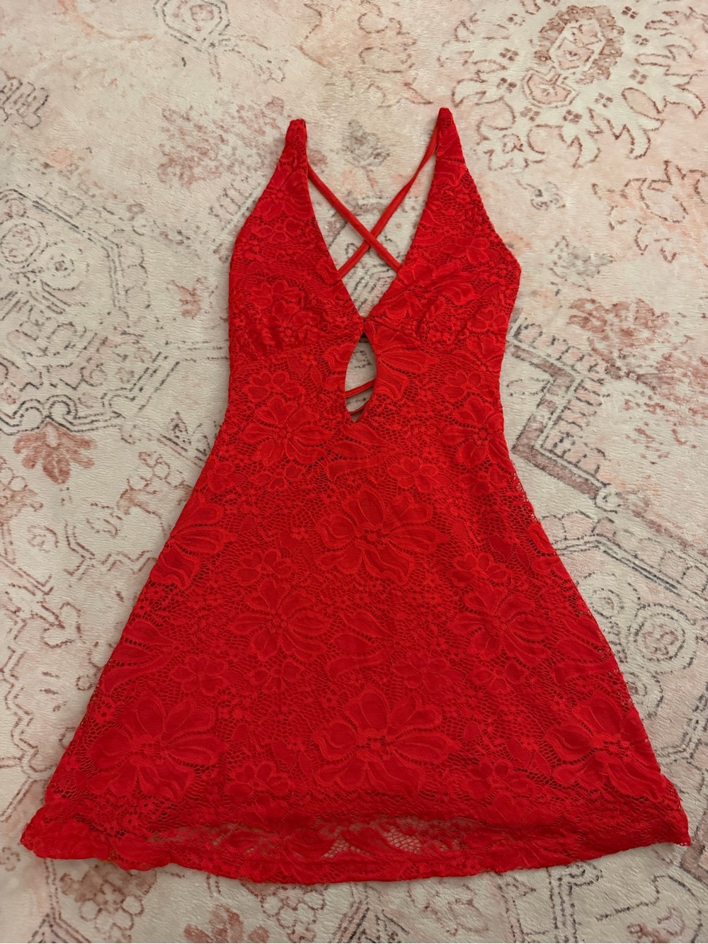 Princess Polly Red Lace Cut Out Mini Dress